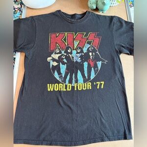KISS World Tour '77 Black Mens T-Shirt